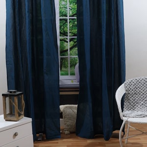 Natural washed linen curtains, Softened linen curtains 19 Colors,  Window Curtains Linen Drapery Panel, for Bedroom Extra Long Linen Curtain