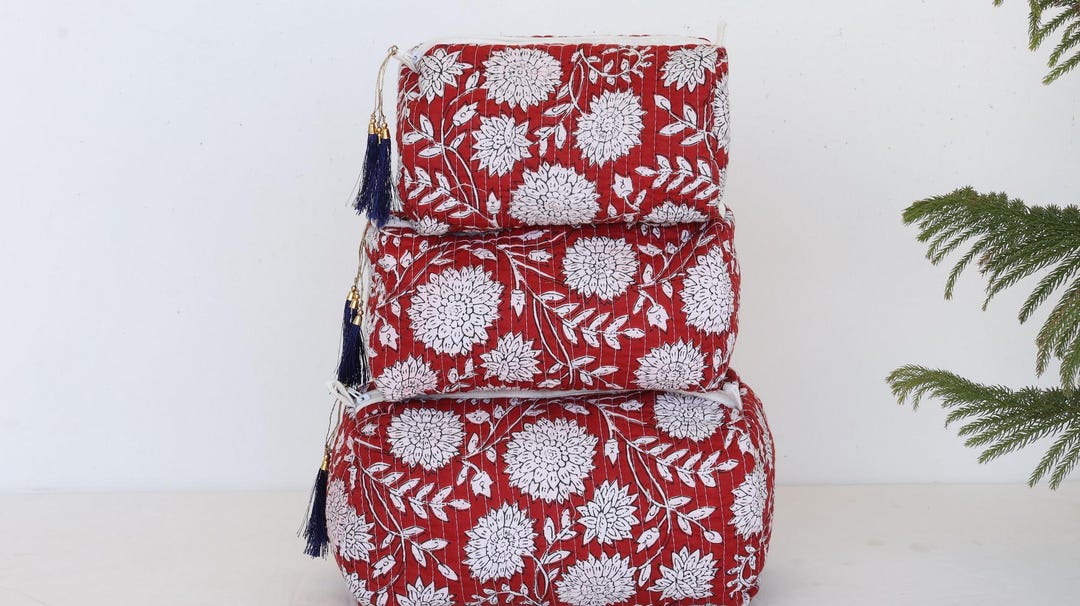 Brown - Handmade Cotton Multipurpose Cosmetic/Toiletry Bag 25