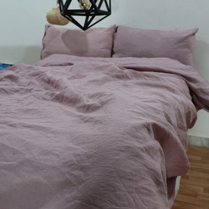 Pink Grey Linen duvet king queen Twin duvet cover Grey Linen Bedding Stonewashed Bed cover duvet washed Linen Custom Size Linen duvet cover