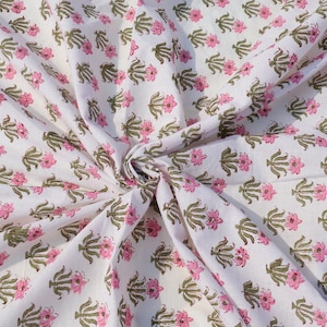 10 Pattern Flower Cotton Indian Fabric Summer Sewing Fabric Dressmaking Hand Printed Running Fabric, Floral Print by the yard Women&#39;s Fabric