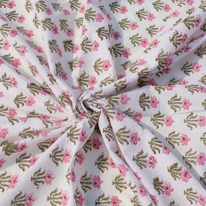 10 Pattern Flower Cotton Indian Fabric Summer Sewing Fabric Dressmaking Hand Printed Running Fabric, Floral Print by the yard Women's Fabric