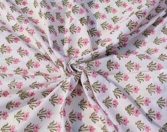 Tessuto indiano in cotone con 10 motivi floreali, tessuto estivo da cucito, tessuto da sartoria stampato a mano, tessuto da corsa con stampa floreale tagliato su misura, tessuto da donna