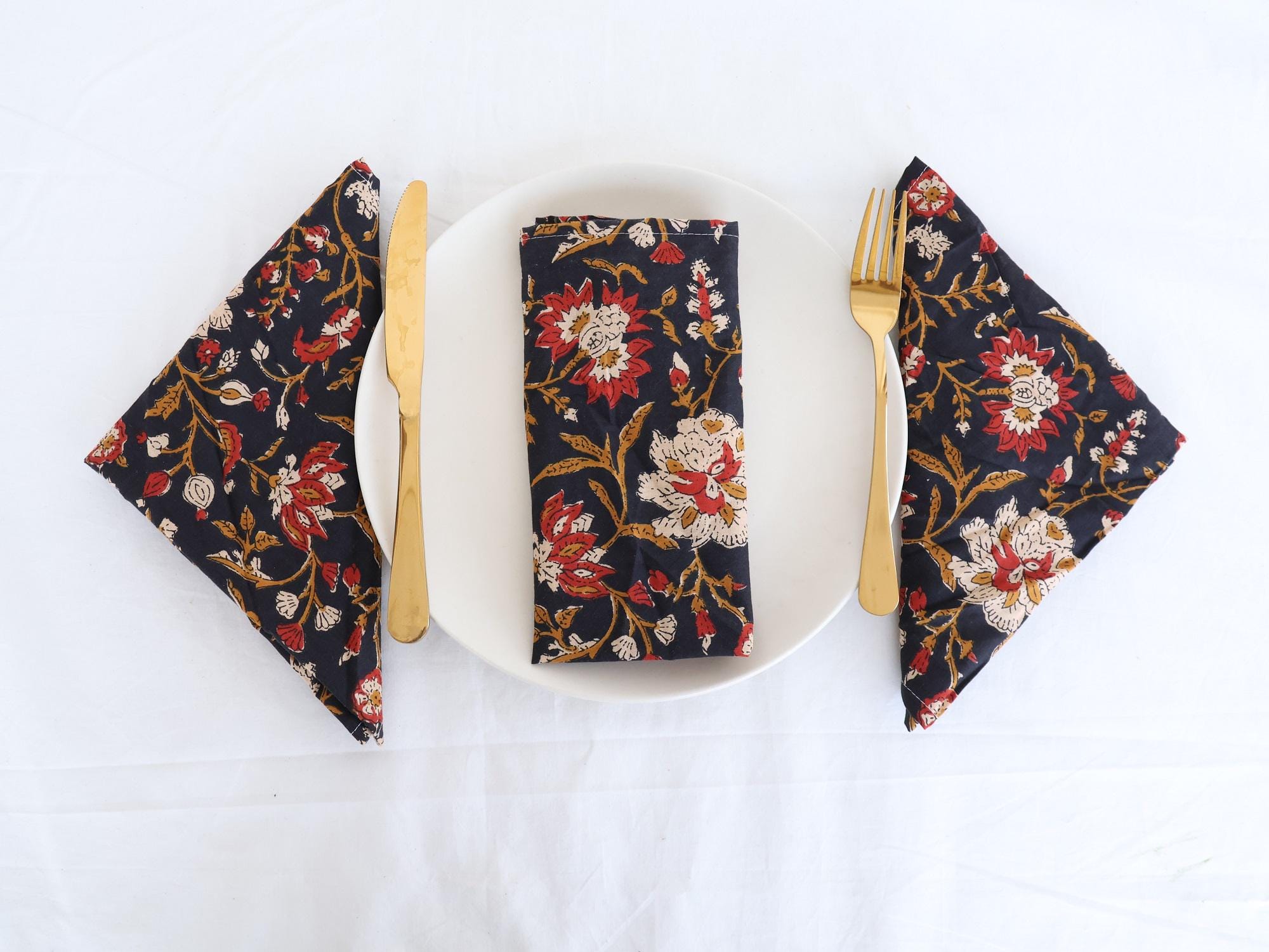 100 Pcs Indian Hand block Printed Napkin 100% Cotton Cloth Napkins Eco Friendly Reusable Cloth Napkin wedding Kitchen Napkins Flower Napkins