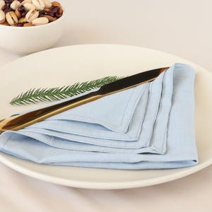 50 Pcs Blue Softened Cotton Napkins, Blue Cotton Napkins for Wedding Blue Party Napkins, Pure Soft Kitchen Napkin Blue Cotton Cloth Napkins