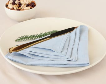 50 Pcs Blue Softened Cotton Napkins, Blue Cotton Napkins for Wedding Blue Party Napkins, Pure Soft Kitchen Napkin Blue Cotton Cloth Napkins