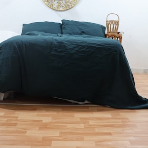 3piece linen bedding set Emerald Green Duvet Cover Linen King Full Bedding Soft Linen Bed Cover 2 Pillowcase Queen king Twin Duvet Cover Set