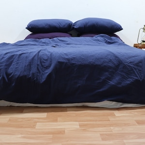 Navy Blue Linen Duvet Covers Linen Bedding Duvet Cover Sets, Duvet Cover Queen King Bedding Duvet Cover Linen King Queen Full Duvet Covers