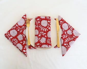 100% Cotton Napkins 100 Pcs Hand Block Printed Napkin Eco/Earth Friendly Reusable Napkins Reusable Table Cloth Boho Wholesale Lot Of Napkins