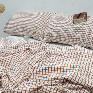 Linen duvet cover gingham Boho duvet cover set King Queen Full Check Duvet Covers Linen Gingham Bedding Duvet Cover Twin Queen Check Bedding