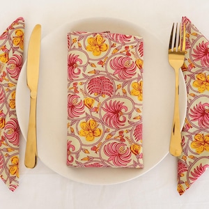 100 Piece Multi Color Block Printed Cotton Napkins Handmade Printed Cotton Napkins Reusable Cloth Table Napkins Custom Size Wedding Napkins