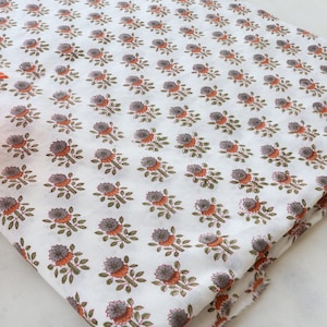 Mughal Print Soft Cotton Block Print Indian 100% Pure Cotton Fabric, Fabric by the Yard, Women&#39;s Fabric, Hand Block Print, Indian Fabric