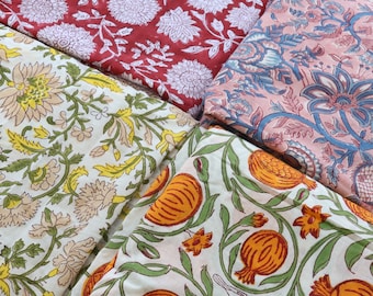 Beautiful Hand Block Printed Fabric, Cotton Fabric, Indian Fabric, fabric by yard, Block Printed Cotton womens clothing quilting fabric
