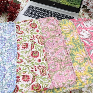 Quilted MacBook Pro Laptop Sleeves - 16 Inch iPad Air Pro Case - Floral Laptop Sleeve - Blockprint Cotton Bags - Laptop Sleeve - Laptop Bag
