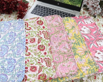 Quilted MacBook Pro Laptop Sleeves - 16 Inch iPad Air Pro Case - Floral Laptop Sleeve - Blockprint Cotton Bags - Laptop Sleeve - Laptop Bag
