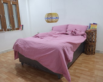 Dusty Pink Linen Duvet Custom size duvet cover Comforter cover and two pillowcases Quilt 100% organic linen Twin Full Queen Double King
