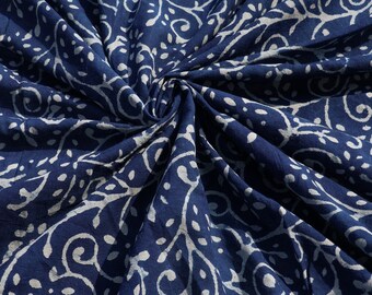 10Pattern Indigo Fabric Block Print Fabric Bird Hand Printed India Fabric Natural Vegetable Dye Sewing Fabric, Tablecloth Fabric by the Yard