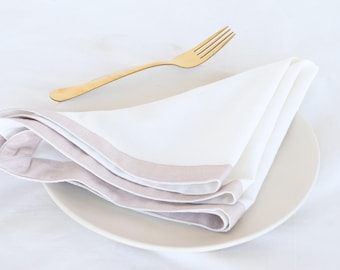 Natural linen napkins, Natural & White Washed linen napkins Dining table napkins, linen Kitchen napkins mitered corners Linen Cloth Napkins