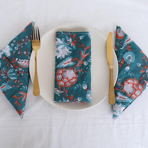 200Pcs Cloth Napkins Hand Block Floral Wedding Cotton Napkins Table Napkin Handmade Kitchen Dining Cocktail Napkins Wholesale Flower Napkins