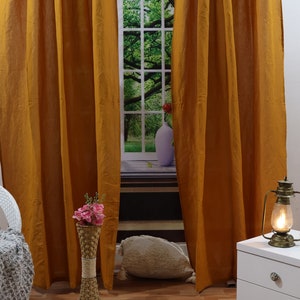 Linen Curtains for living room, washed linen curtains 19 Colors,  Window Curtains Linen Drapery Panel, for Bedroom Extra Long Linen Curtain