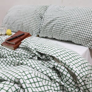 Linen duvet cover gingham Boho duvet cover set King Queen Full Check Duvet Covers Linen Gingham Bedding Duvet Cover Twin Queen Check Bedding