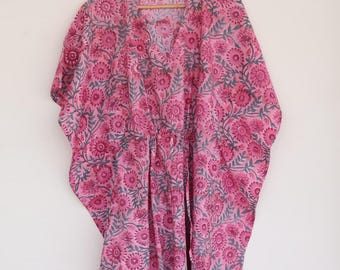 Cotton Kaftan Indian Floral Kaftan Long Caftan Dress For to be Moms Beach Cover up Sleepwear Indian Kaftan Maxi Dress Bikini Cover Up Caftan
