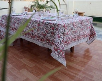 Christmas Tablecloth Block Print Floral Tablecloth Retro Waterproof Tablecloth Custom Table Cover for Home Dinner Party Garden Outdoor