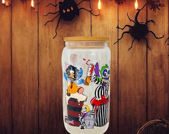 Stitch Halloween Glass Can | Halloween Stitch 16oz Cup |  Stitch Glass Cup | Halloween Ice Coffee Cup | Gift For Halloween