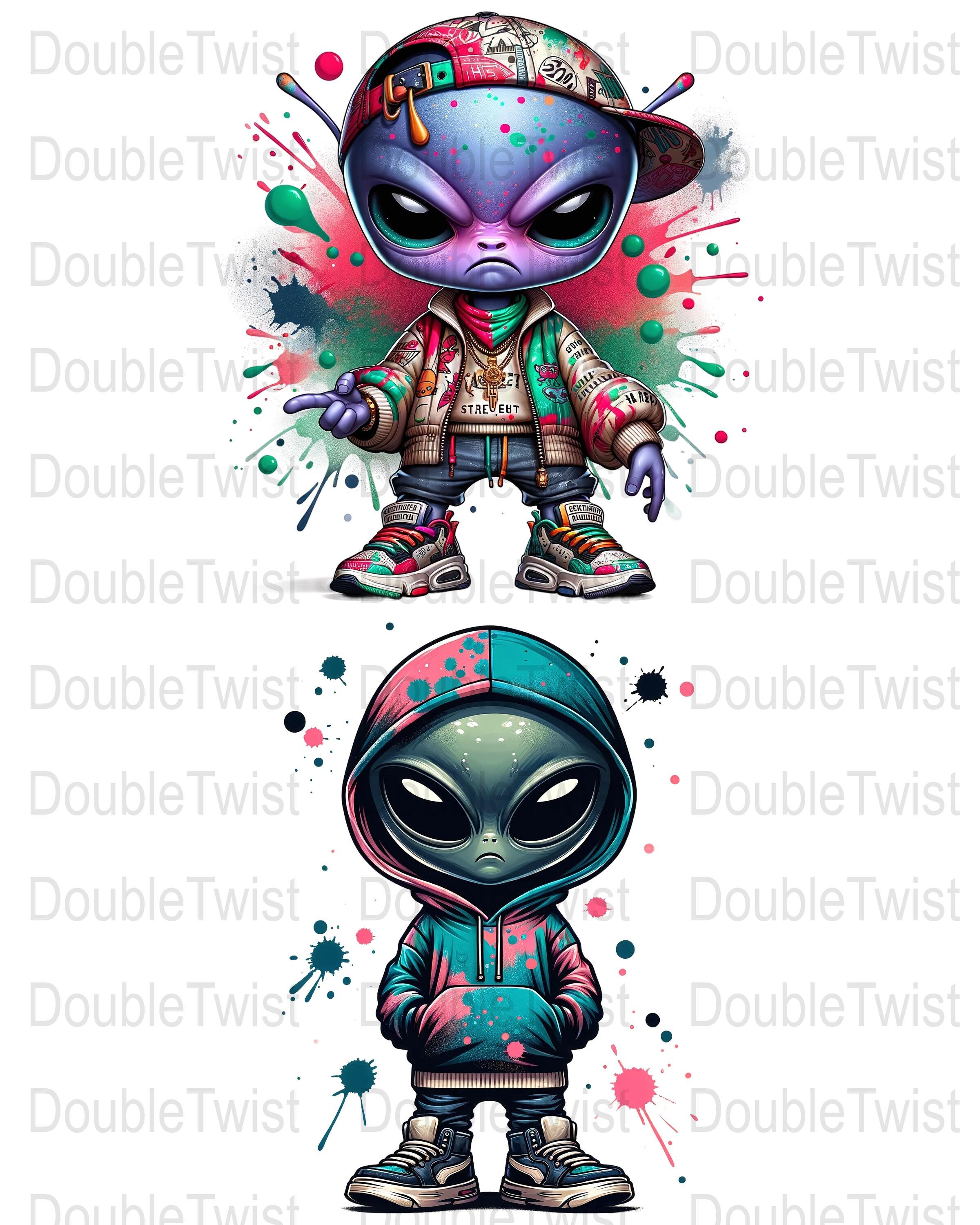 Graffiti Alien Clipart: Streetwear PNG, Urban Hip Hop Art (digital ...