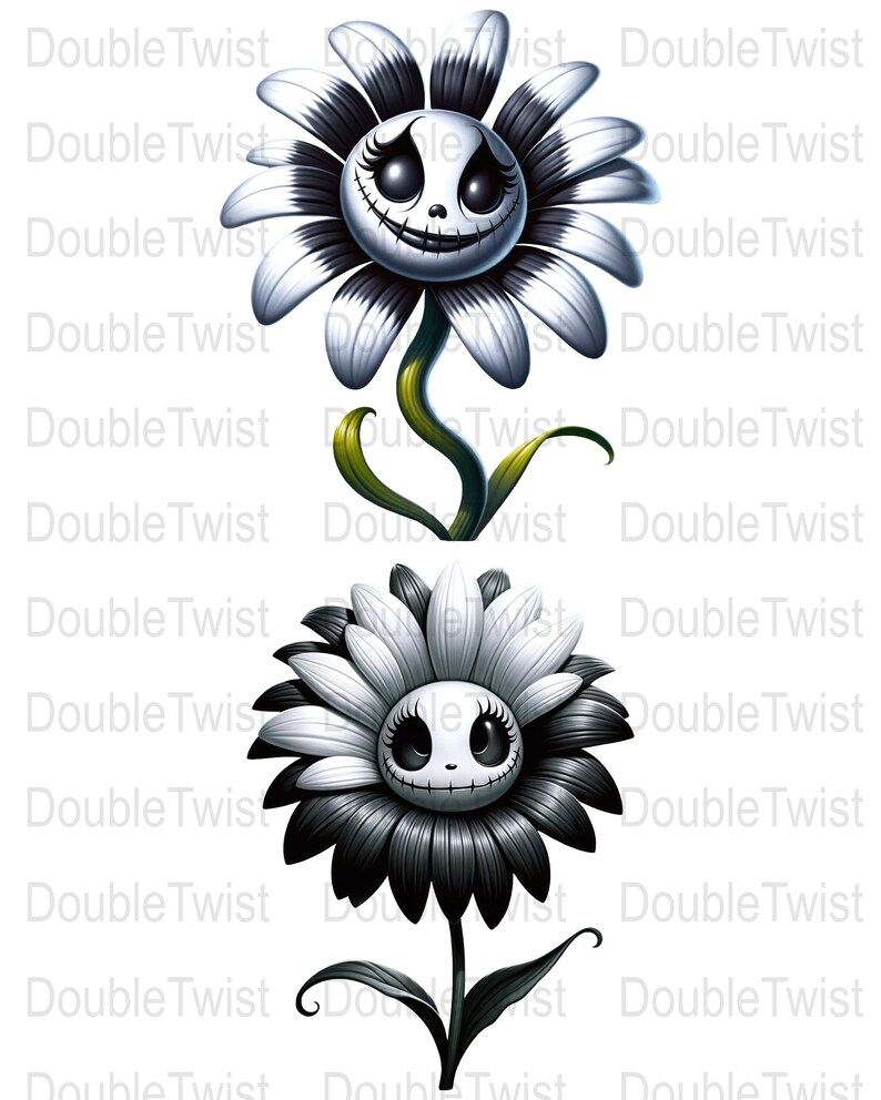 Gothic Sunflower Clipart: Spooky Halloween Floral PNG (Digital Download) image 5