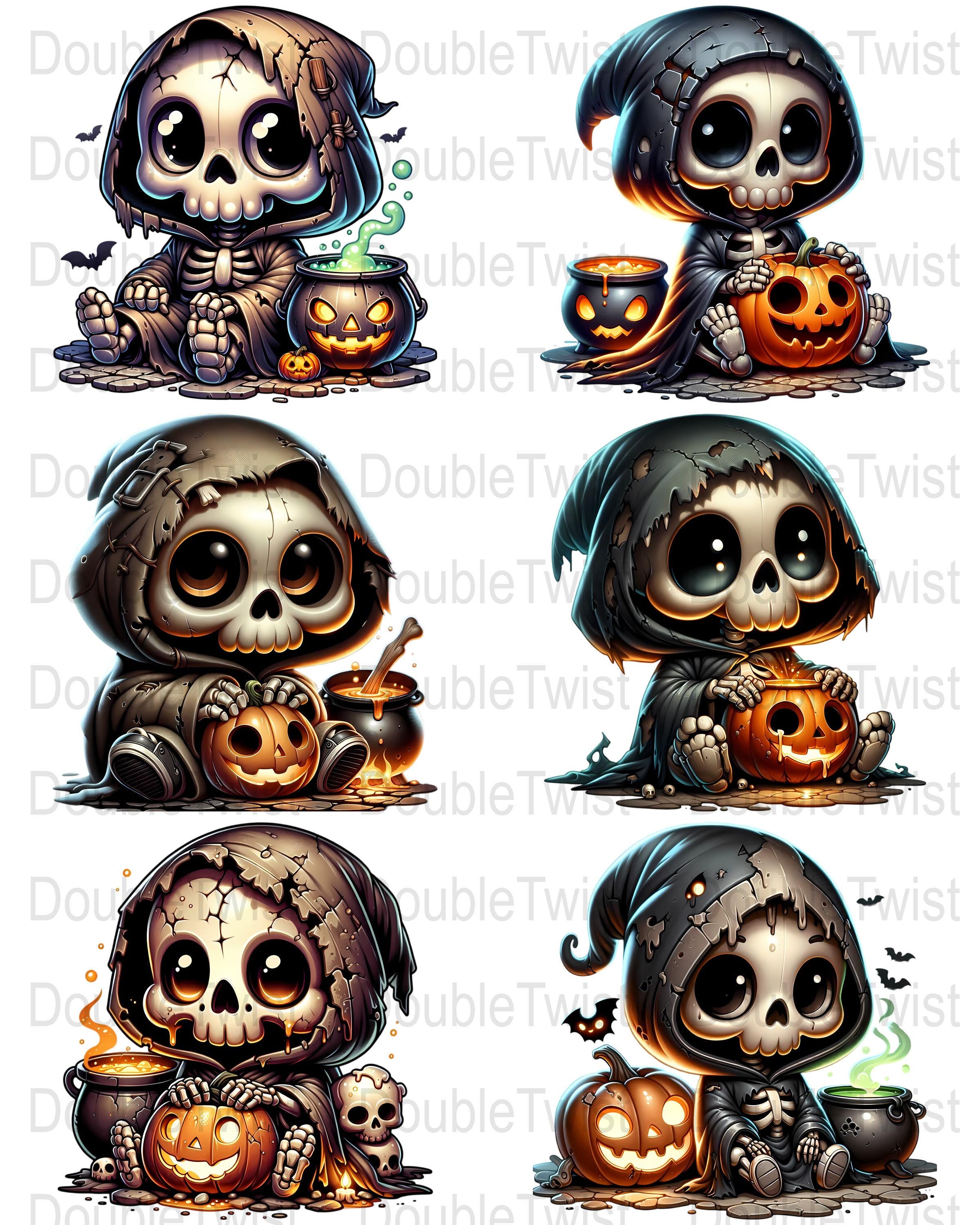 Adorable Grim Reaper With Pumpkin and Cauldron PNG Clipart, Cute ...