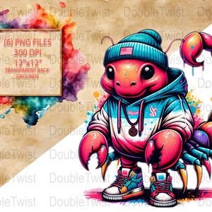 PNGs de Scorpion de graffiti urbano, arte digital inspirado en streetwear, descargas coloridas de diseño de hip hop