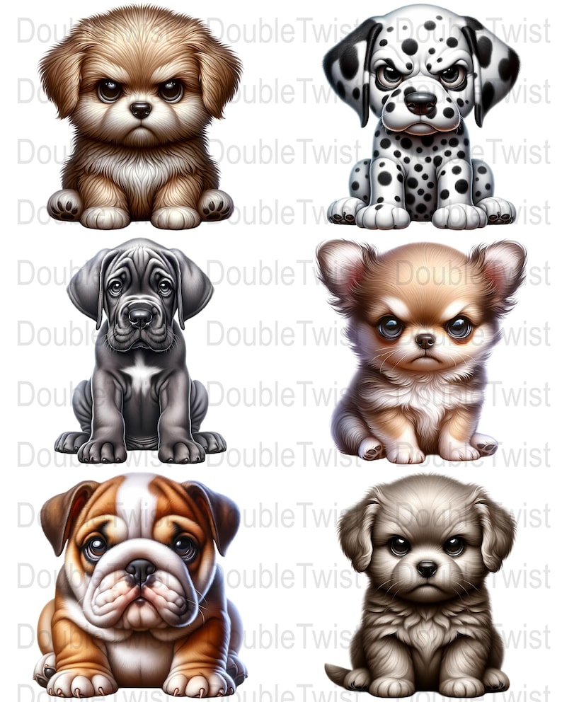 Grumpy Puppy Clipart, Dalmatian PNG Graphics (Digital Download) image 2