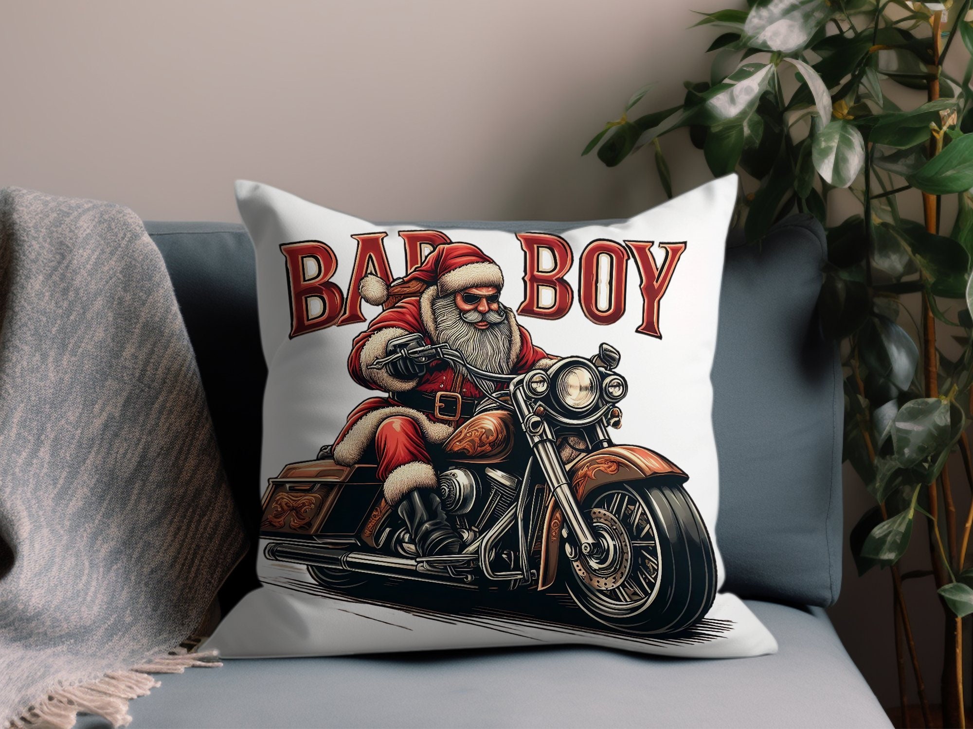 Harley-davidson Riding Bad Boy Santa PNG: Fun Christmas Design for DIY ...