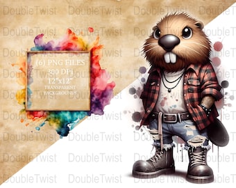 Graffiti Beaver Clipart, Urban Grunge Art, Street Style Animal PNG, Hip Hop Beaver Graphics, Digital Download, Urban Wildlife Illustration