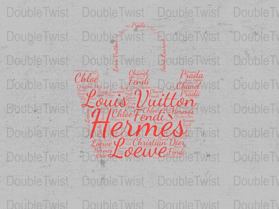 Designer Handbag Brands Word Cloud Art, Fashion Print (PNG & SVG Digital Download)