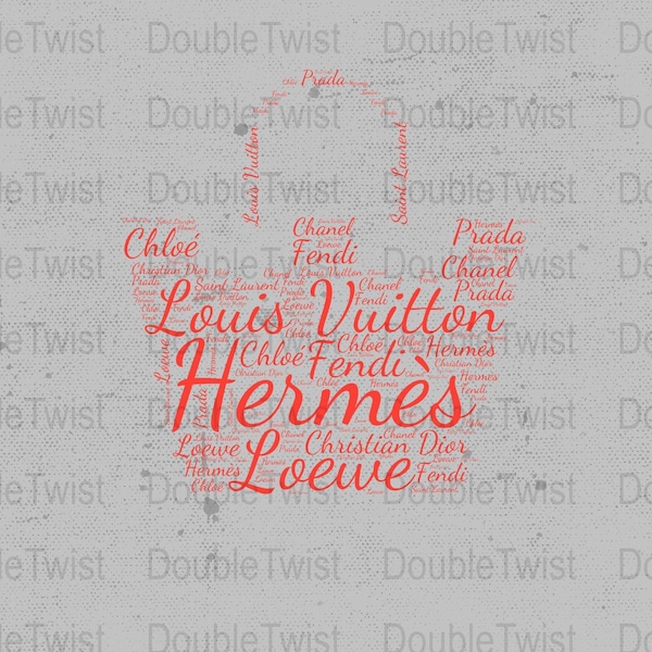 Bougie Word Cloud Art, Luxury Handbag Brands PNG & SVG, Digital Download, Home Decor, Fashion Wall Art, Designer Gift Idea, Chic Print