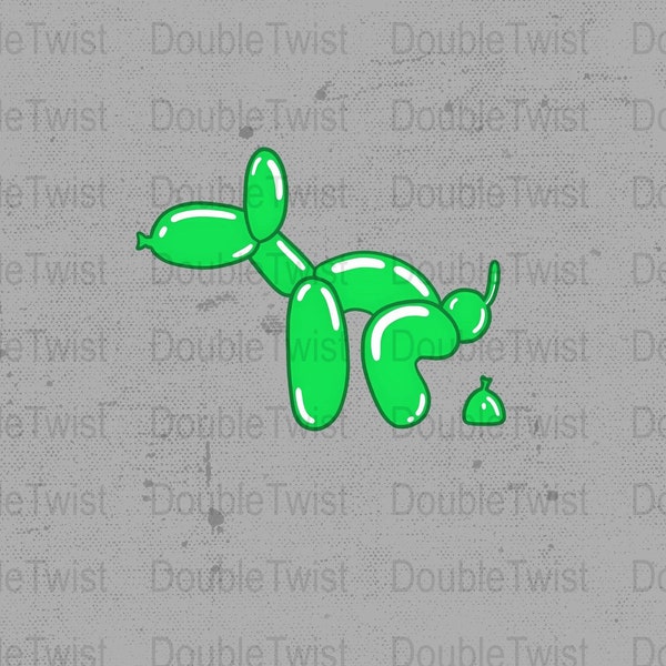 Funny Pooping Balloon Dog PNG, Humorous Animal Clipart, Digital Download, Birthday Party Decor, Quirky Animal Art, T-shirt design