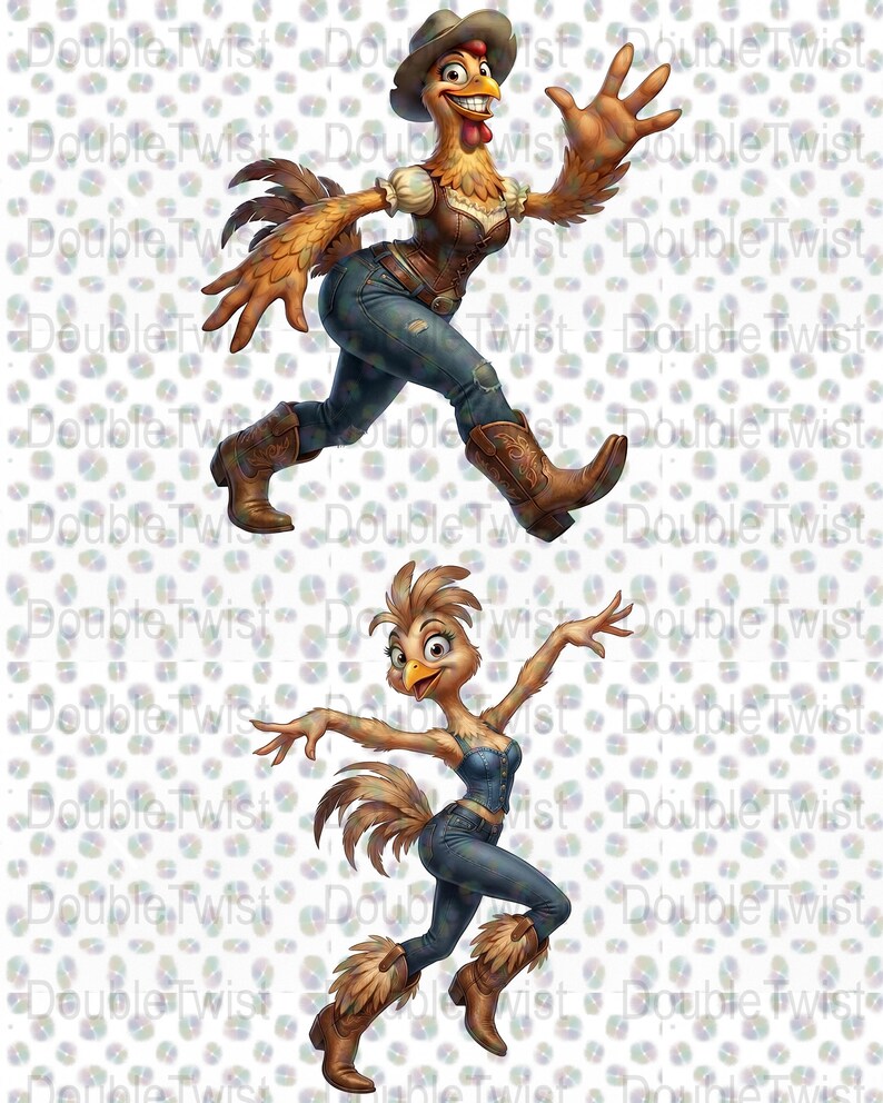 Chicken Cartoon Rodeo Dancing Cowgirl Chicken Clipart PNG, Funny Western Hen Sublimation ...