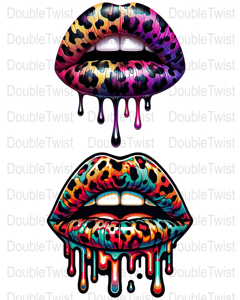 Leopard Print Dripping Lips PNG: Sublimation Clipart (digital Download ...