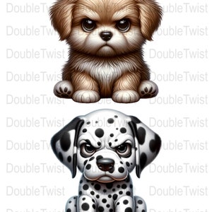 Grumpy Puppy Clipart, Dalmatian PNG Graphics (Digital Download) image 3