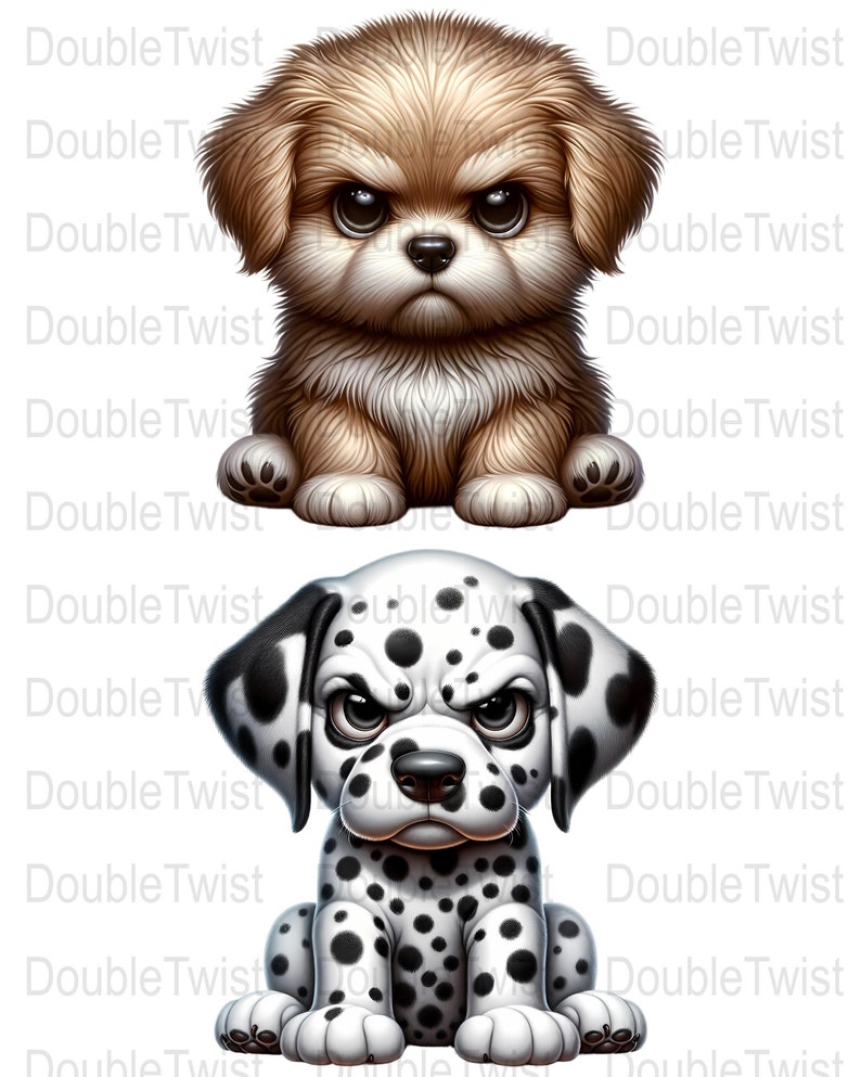 Grumpy Puppy Clipart, Dalmatian PNG Graphics (Digital Download) image 3