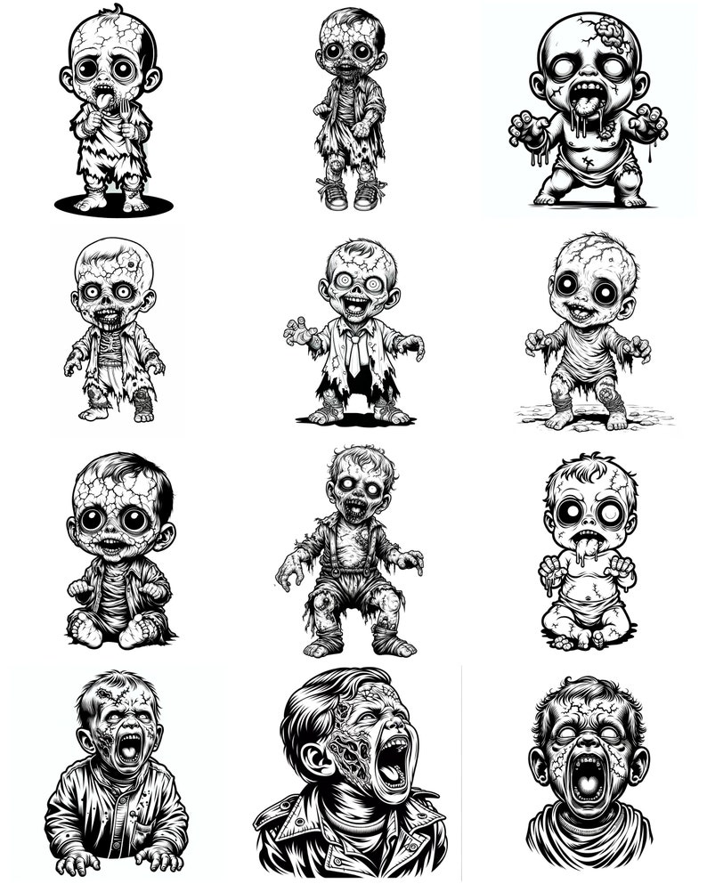 Baby Zombies Coloring Book PDF, Printable Adult Halloween Fun, Fun ...