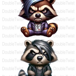 Grumpy Emo Raccoon PNG Clipart, Cute Raccoon Digital Download, Emo ...