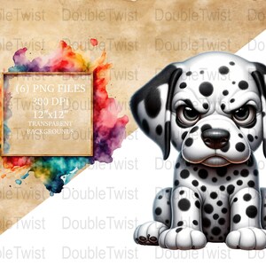 Grumpy Puppy Clipart, Dalmatian PNG Graphics (Digital Download) image 1