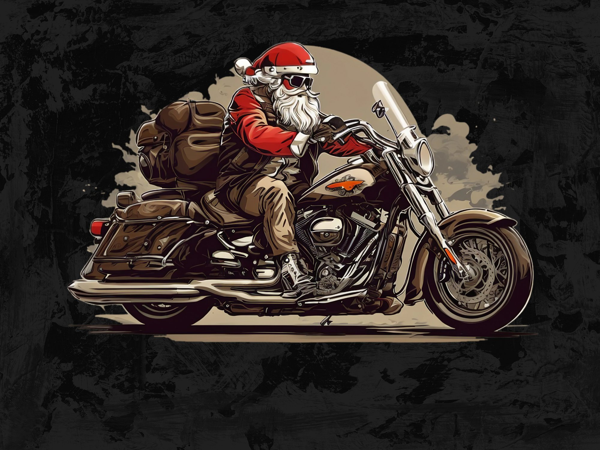 Harley davidson Riding Santa PNG Fun Christmas Design for DIY
