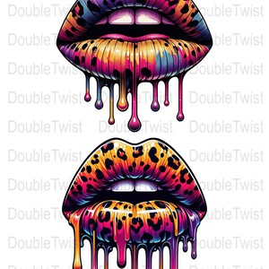 Leopard Print Dripping Lips PNG: Sublimation Clipart (digital Download ...