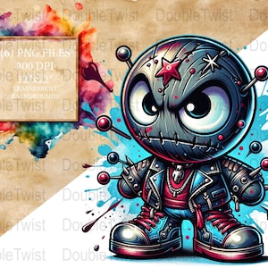Clipart di bambola voodoo graffiti, PNG stile streetwear, design di arte urbana, download digitale, opera d'arte stampabile, illustrazione di mostro fantastico