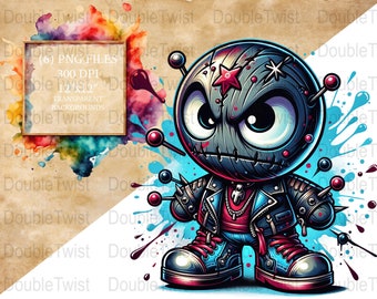 Graffiti Voodoo Doll Clipart: Streetwear Urban Art PNG (Digital Download)