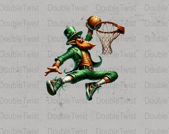 Leprechaun Slam Dunk PNG, St. Patrick's Day Clipart (Digital Download)