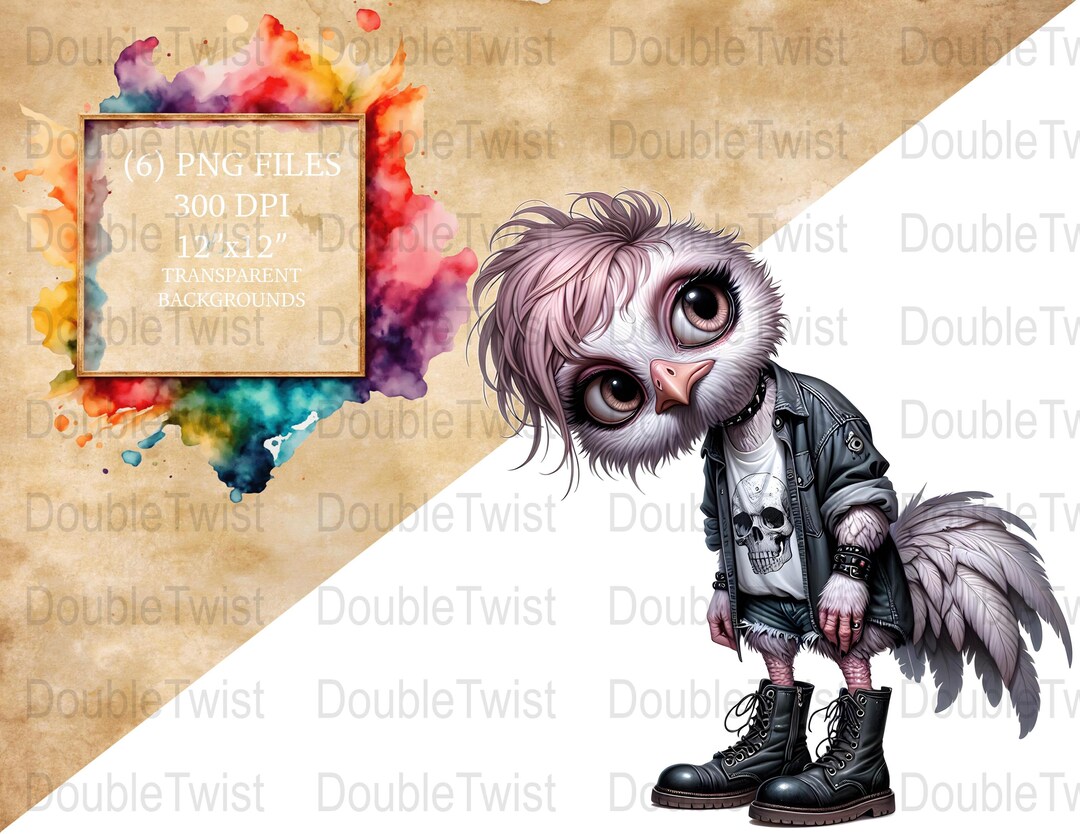 Emo Chick PNG Clipart Set, Punk Chicken Graphics, DIY Crafts, Stickers ...